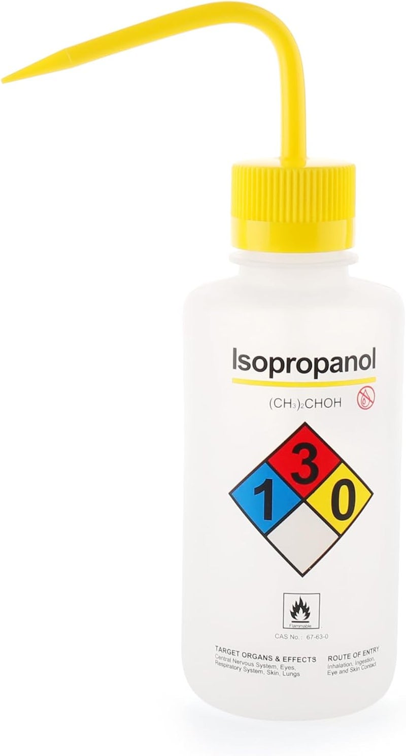 LINVO Isopropanol Wash Bottle, 1 PC of Vol.500ml (17oz), Narrow Mouth, Self-Venting Safety Wash Bottles, LDPE Material, IN-WBI501 - Image 1